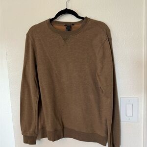 H&M Brown Crewneck Sweater with Ribbed Detailing